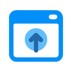 Aufkleber - Blue upload icon inside square frame on White Background