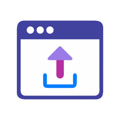 Aufkleber - Flat vector icon of website page with upload symbol