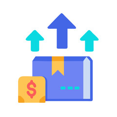 Poster - Parcel delivery with financial increase arrow illustration on White