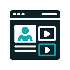 Poster - Minimalist webpage concept icon for social media video platform