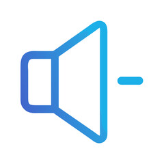 Poster - Blue volume down icon illustration on solid White Background