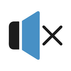 Poster - Muted Speaker Icon in Blue and Black on Background