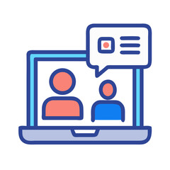 Poster - Laptop screen showing video call between two people icon