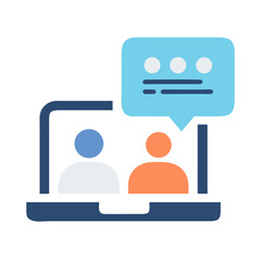 Poster - Virtual Meeting with Speech Bubble on Laptop Display