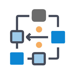 Poster - Flowchart illustration diagram for process workflow with square elements