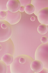 Fototapete - Aesthetic pink bubble texture as empty frame for text, copy space, with smooth surfaces and pastel gradient in ethereal floating design art. 3D rendering. Modern airy abstract pattern.
