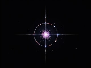 Wall Mural - Glowing purple star surrounded by a dark background. The star is surrounded by a circle of light epoxy resin