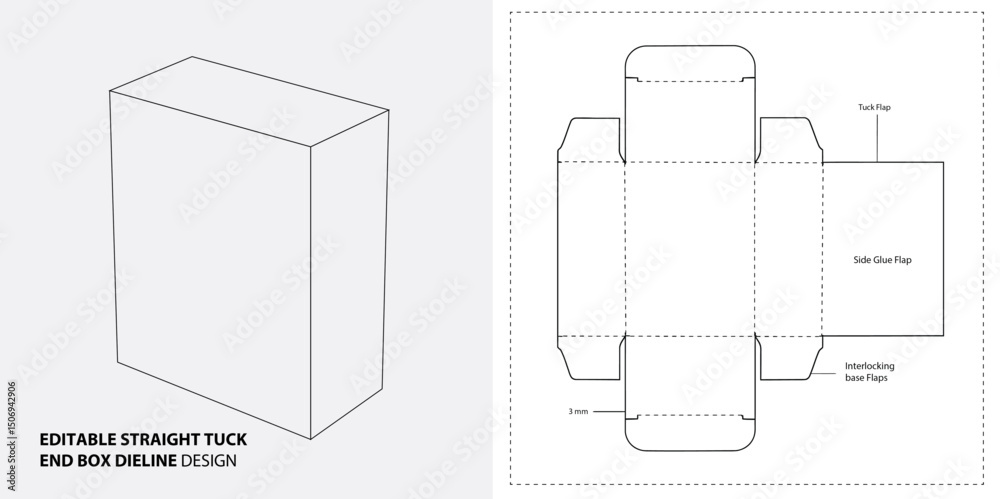 Editable Straight Tuck End Box Dieline Template Free Downloadable ...