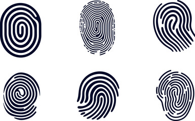 fingerprint identification patterns isolated on white background
