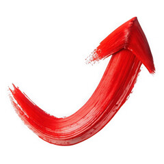 Fototapete - Vibrant red brushstroke arrow pointing upwards on an isolated transparent background