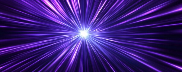 Fototapete - Abstract blue background with neon light rays and speed lines, vector illustration, dark purple background.