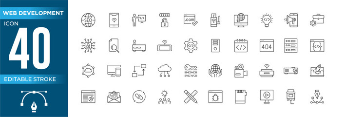 Web development line icons set. Modern outline elements, graphic design concepts, simple symbols collection