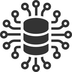 Poster - Conceptual graphic of a database server connected via a chip circuit. Symbolizes data, technology, and interconnected systems. Ideal for IT, networking, or cloud concepts.