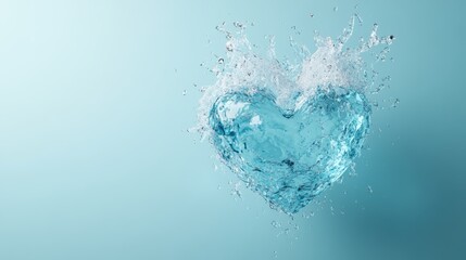 Poster - A stunning heart-shaped splash of water delicately forms against a soft light background, symbolizing love, purity, and emotions in an artistic, playful manner.