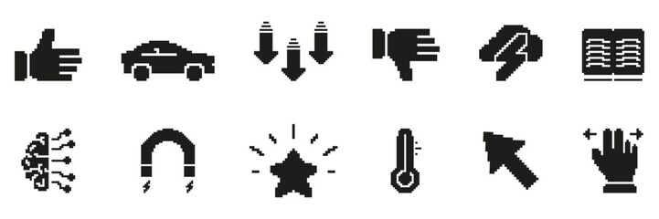 Fototapete - Retro Pixel Art Icon Set. Diverse Symbol Collection For Communication, Technology, And Navigation. Isolated Vector Illustration