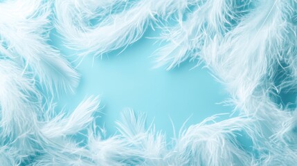 Poster - Delicate white feathers create a whimsical frame against a soft aqua backdrop, evoking a sense of tranquility and purity while delighting the senses.