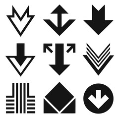 Aufkleber - Diverse Arrow Set in Black and White for Navigation and Direction