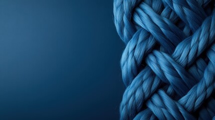 Poster - An artistic close-up of braided blue hair against a deep blue background, emphasizing texture and color while highlighting beauty and creativity in hair styling.
