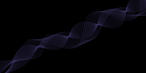 Poster - abstract black background with purple line. modern template abstract design flowing particles digita