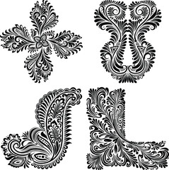 Poster - Elegant black and white floral design elements