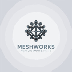Poster - Modern meshworks logo design featuring a geometric diagram symbolizing reinforcement technology and expertise in the field of structural engineering