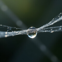 Wall Mural - water drops on a blade of grass