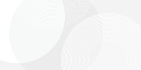 Poster - White geometric abstract background overlap layer on bright space with lines effect decoration. Modern graphic design element circles style concept for banner.