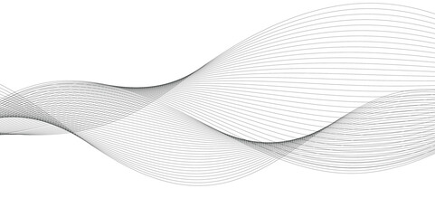 Poster - Abstract wavy lines on white background with grey smooth element swoosh speed wave modern stream background. You can used for banner, template, wallpaper, business wave curve lines background. 