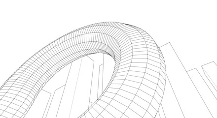 Fototapete - abstract modern architecture 3d illustration