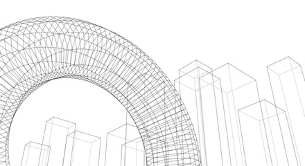Fototapete - abstract modern architecture 3d illustration