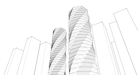 Fototapete - abstract modern architecture 3d illustration