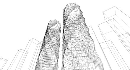 Fototapete - abstract modern architecture 3d illustration
