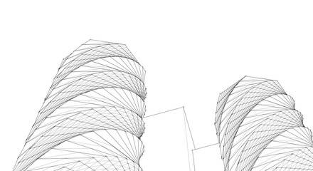 Fototapete - abstract modern architecture 3d illustration