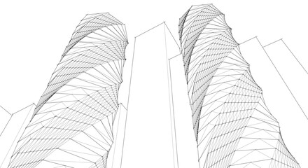 Fototapete - abstract modern architecture 3d illustration