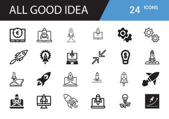 Poster - Startup Icon Collection: A visual ensemble of innovative startup icons, representing an array of fresh business concepts and forward-thinking technological solutions.