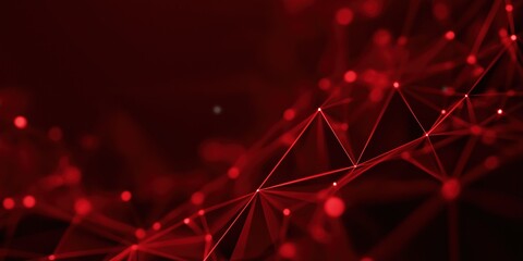 Fototapete - A red background with a red line that is curved and has many dots. The image has a futuristic and abstract feel to it, with the red line representing a complex network of connections or data