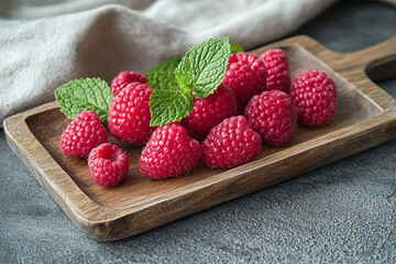 healthy and stylish fruit layout with summer freshness on display using wooden elements and herbs on