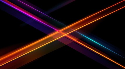 Poster - abstract colorful lines on black background
