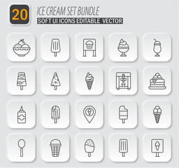 Poster - Ice Cream Soft UI Icon Set Bundle: Vector Graphics for Sweet Treats