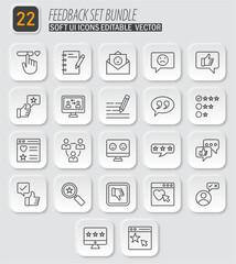 Poster - Collection of feedback icons set with editable vector and soft ui elements representing various opinions, and communication