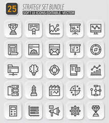Poster - Strategy Set Bundle: Collection of Soft UI Icons for Business, Management, and Marketing Concepts Illustration Graphic Design Elements