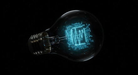 Poster - Illuminating Innovation: A Technological Fusion Within a Glowing Lightbulb