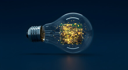 Poster - Creative light bulb with integrated circuit board, representing innovation and technology