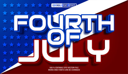 Poster - Editable 3d text style effect - Fourth Of July text effect Template