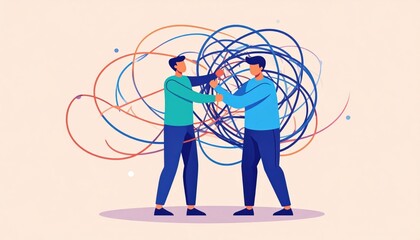 Poster - Two Men Facing Conflict In Graphic Illustration