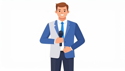 Poster - Smiling Businessman Speaking With Microphone