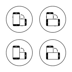 Fototapete - Auto rotate mobile phone icon set on circle line. Smartphone rotation sign symbol