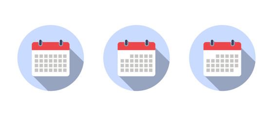Poster - Calendar, date icon with long shadow. Event reminder symbol