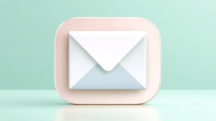 Poster - Simple 3D email icon with elegant geometry and bright clean background