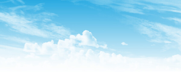 Wall Mural - Sky Cloud Blue Background Paronama Web Cloudy summer Winter Season Day, Light Beauty Horizon Spring Brigth Gradient Calm Abstract Backdrop Air Nature View Wallpaper 